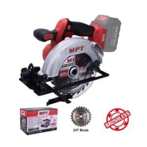 MPT Brushless li-ion cordless circular saw MPCCS21165, 40mm at 45° 52mm at 90° Cutting Depth.