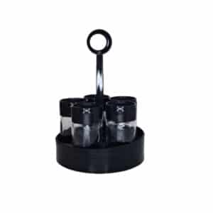KC Table Stand Salt - Pepper Set Glass (4Pcs) 105CC Black, TUR-161006