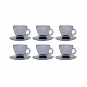 Set Of 6 Tea Cup Transparent with Black Base 4 Oz, TUR-ROM410