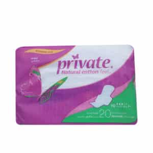 Private Maxi Natural Cotton Feel 10MM *20 Pads Normal With Wings