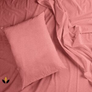 Premium Plain Fitted Sheet Set - Pink Striped Double