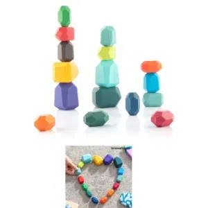 Innovagoods Stacking Wooden Balancing Stones Colored 16 Pieces #V0103571.