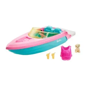 New Barbie Pink Boat + Dog