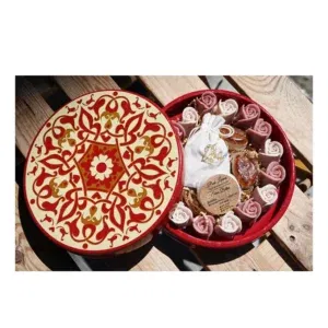 Ramadan red tray with shea butter soap + flower soap