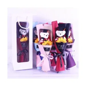 EME Single Stalk Bear Graduation Bouquet with led