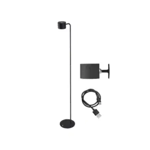 Beper Lumi Rechargeable Lamp, Floor And Table Lamp, Height-Adjustable, Wall Accessory, USB Cable Included, Touch Switch On, Black, P201UTP306