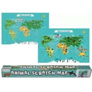 Out Of The Blue Scratching World Map Poster World Map Animals 88X52 Cm #29/2898.